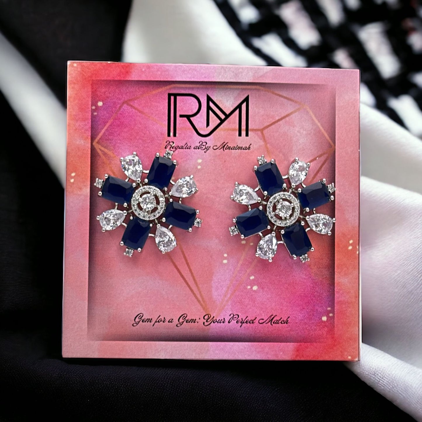 Blue Silver Zircon Earrings