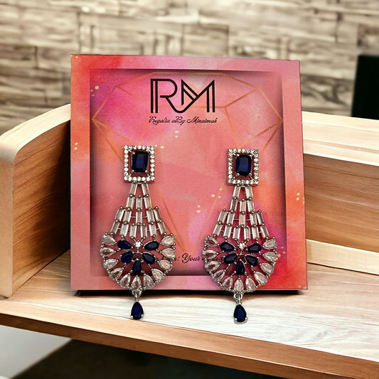 Sapphire Silver Zircon Earrings