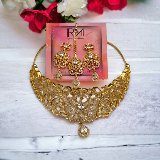 Gold Zircon Collar Set