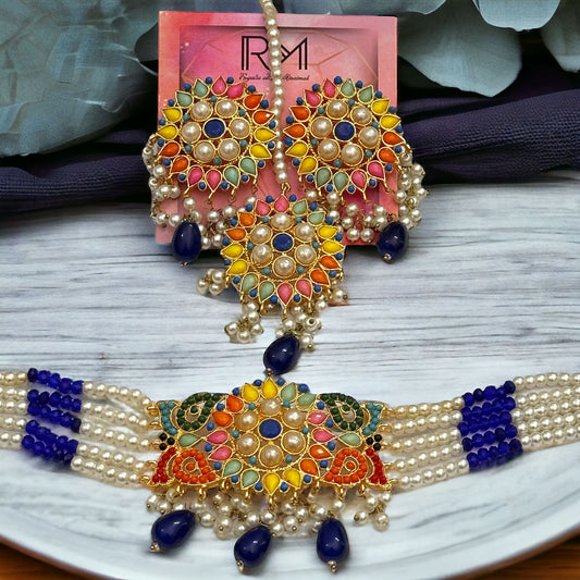 Blue Naulakha Choker Set