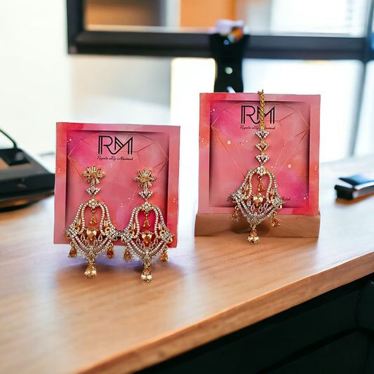 Champagne Bindiya Zircon Earring Set