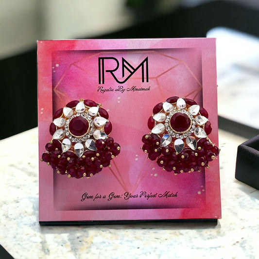 Maroon Studed Earrings