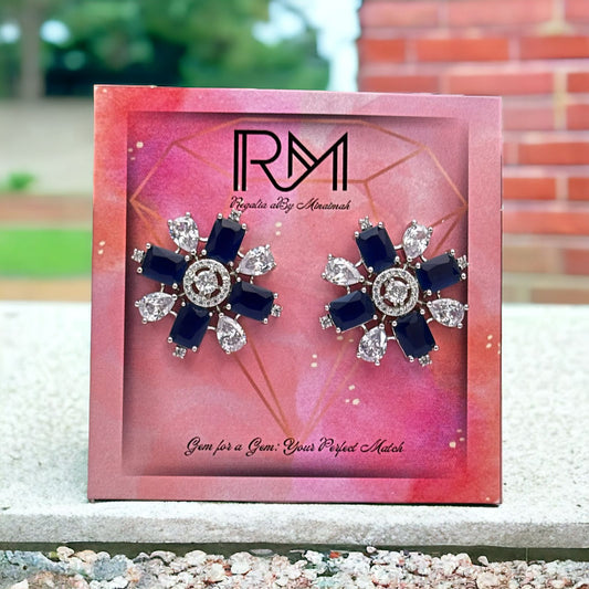 Blue Silver Zircon Earrings